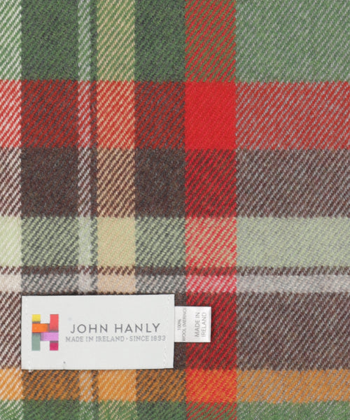 Merino Luxury Wool Scarf | Green Rust Orange Brown Check