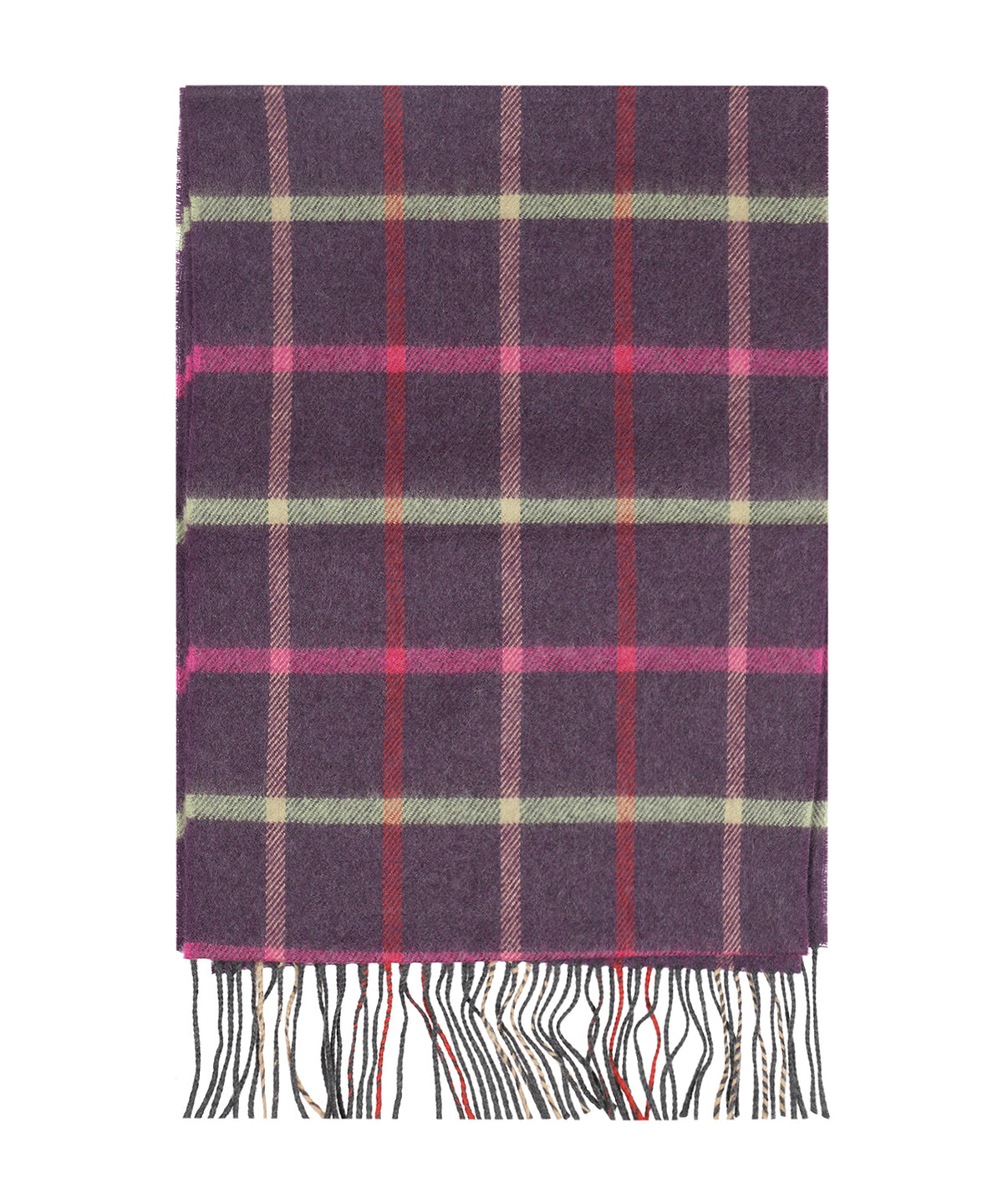 Merino Luxus-Wollschal | Aubergine kariert