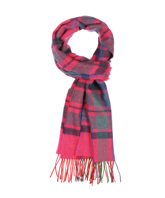 Merino Luxury Wool Scarf | Fuchsia Check