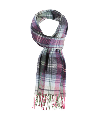 Merino Luxury Wool Scarf | Paars Groen Ecru ruit