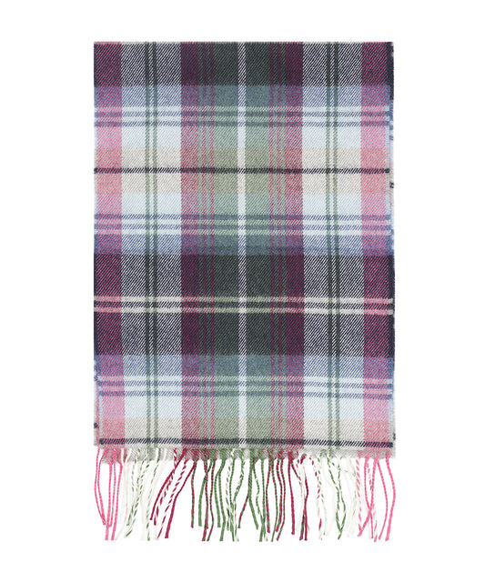 Merino Luxury Wool Scarf | Purple Green Ecru Check