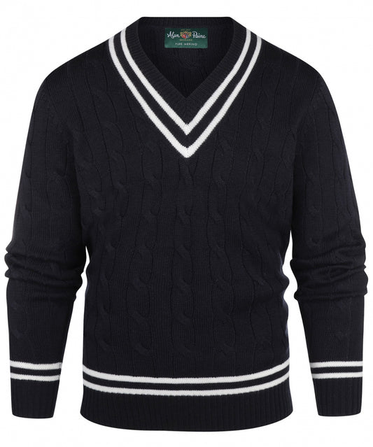 Cricket V-Neck Merino Wool | Navy Blue