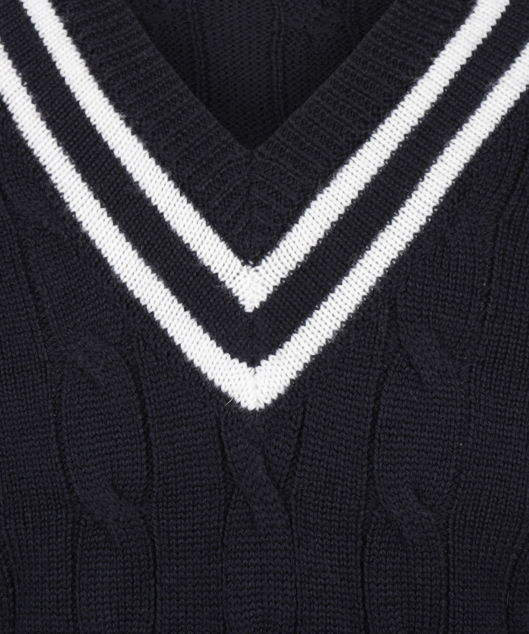 Cricket-Pullover mit V-Ausschnitt aus Merinowolle | Marineblau