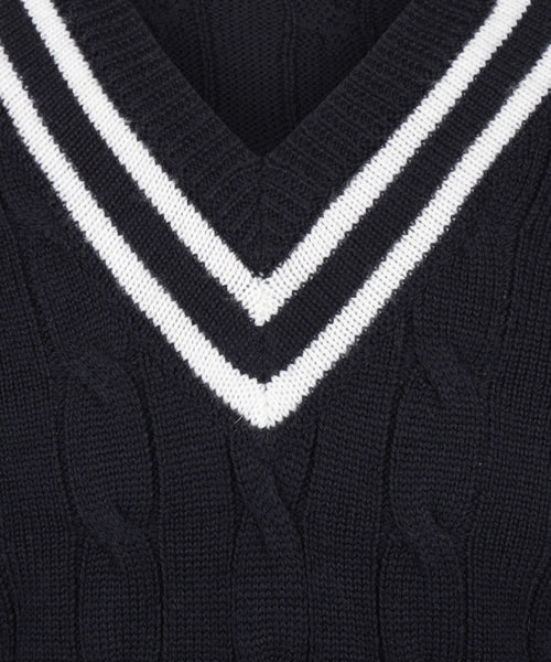 Cricket V-Neck Merino Wool | Navy Blue