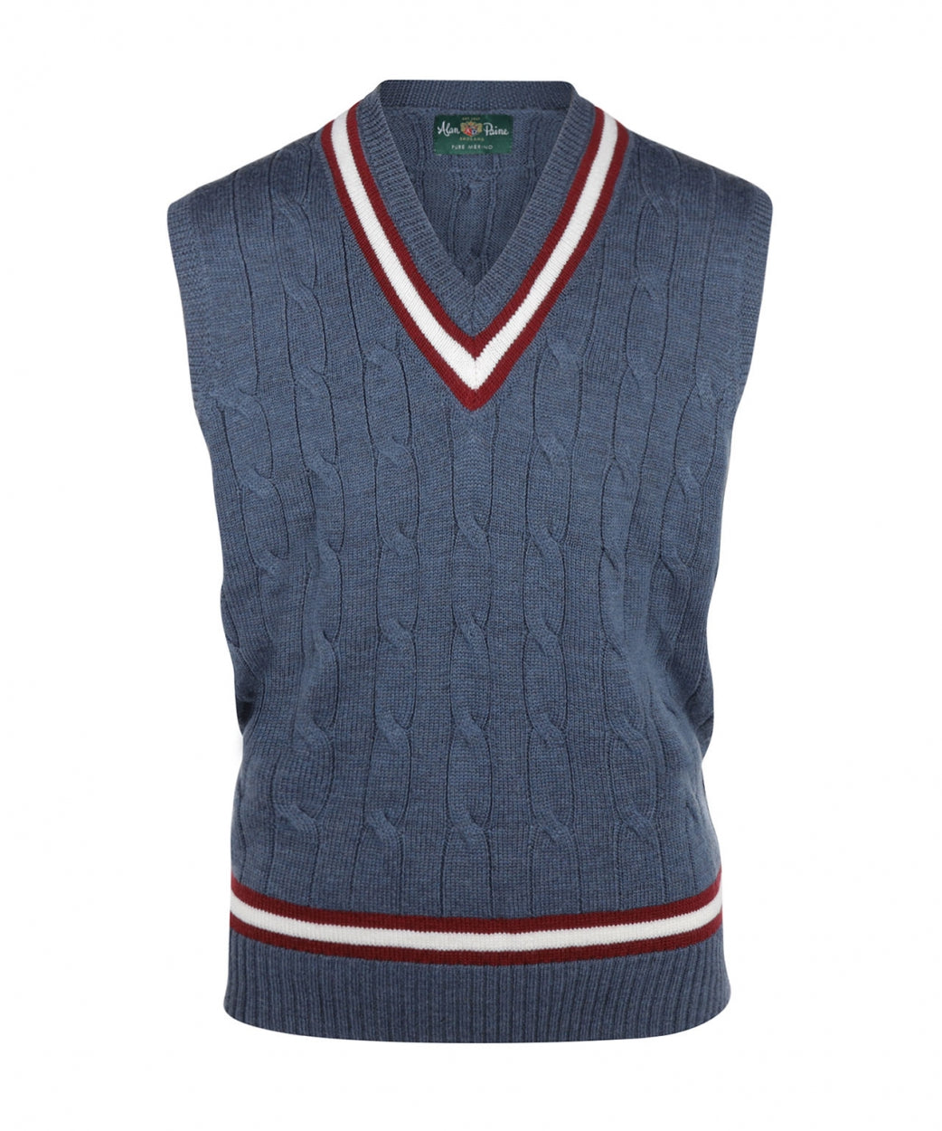 Cricket Slipover Merinowol | Denim/Ecru/Burgundy