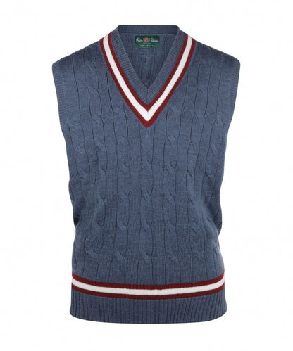 Cricket Slipover Merinowol | Denim/Ecru/Burgundy