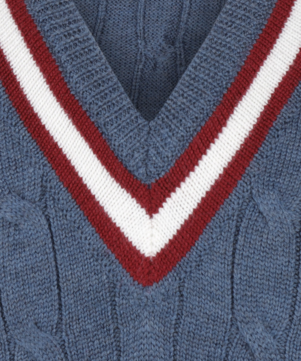 Cricket Slipover Merinowol | Denim/Ecru/Burgundy