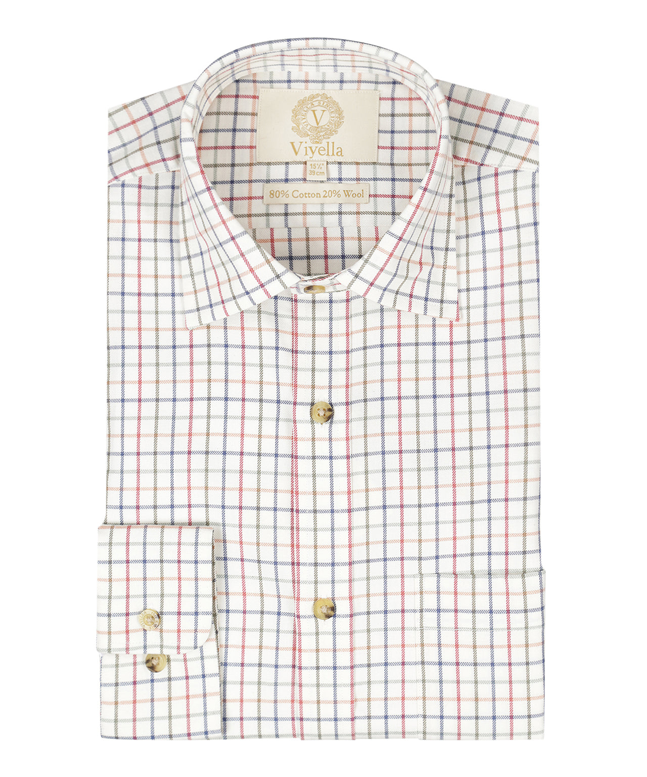 Shirt | Wit kleine ruit Rood/Groen/Blauw/Oranje
