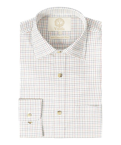 Shirt | Wit mini ruit Rood/Groen/Blauw/Oranje