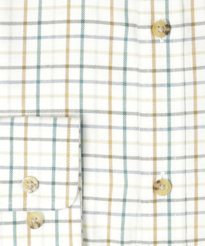 Shirt | Wit kleine ruit Bruin/Aqua/Lichtgroen