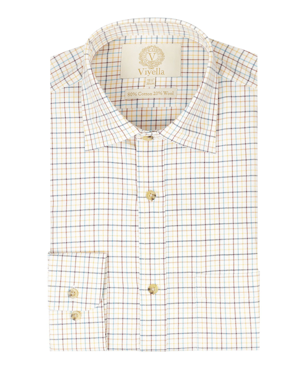 Shirt | Wit mini ruit Paars/Blauw/Rood/Oranje