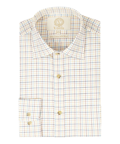 Shirt | Wit mini ruit Paars/Blauw/Rood/Oranje