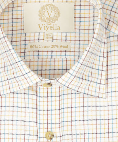 Shirt | Wit mini ruit Paars/Blauw/Rood/Oranje