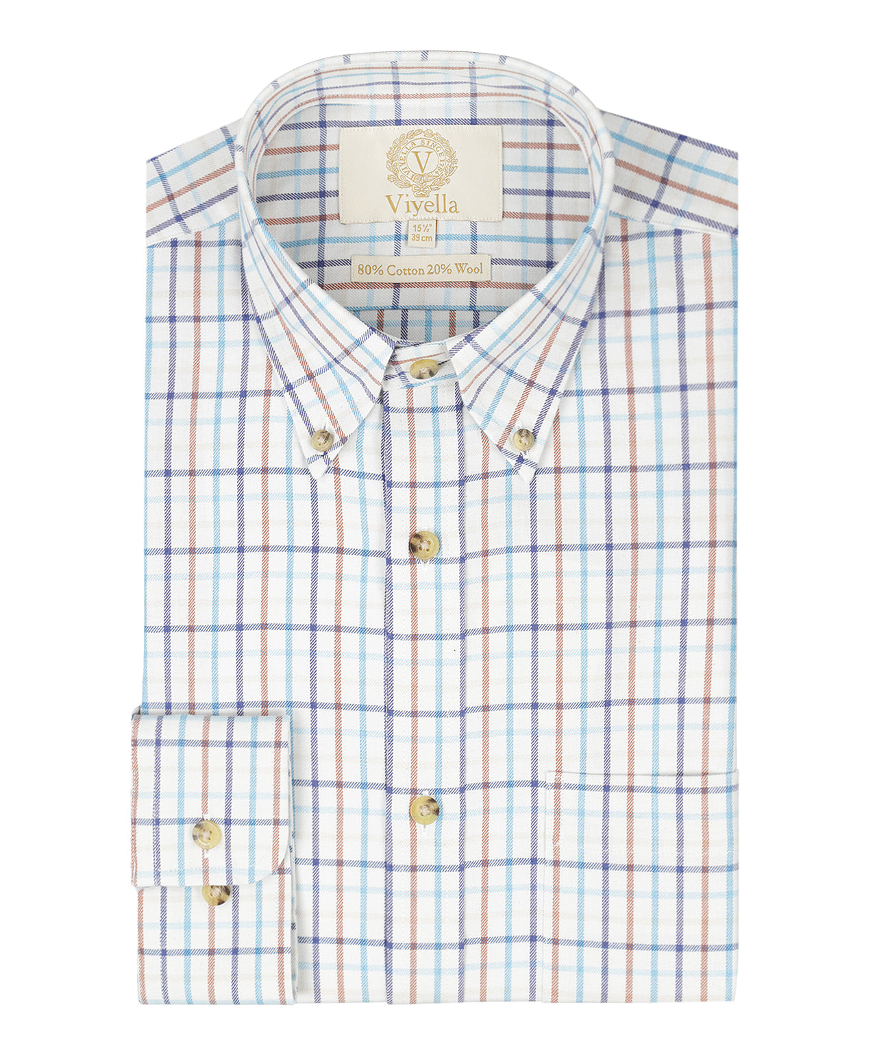 Shirt BD | Kleine ruit Aqua/Navy/Bruin