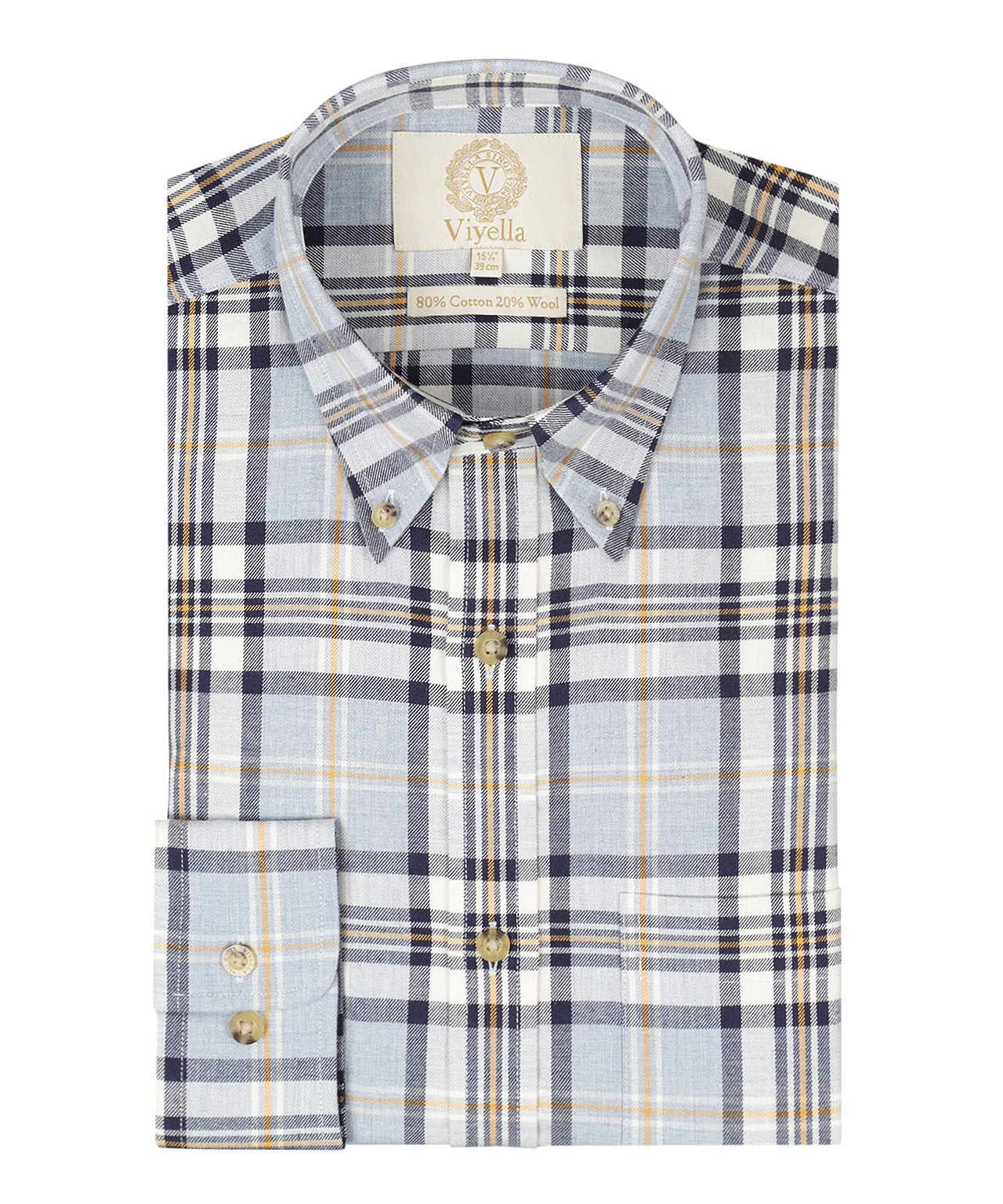 Shirt BD | Combi ruit Navy/Geel