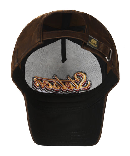Trucker-Cap aus öligem Ziegenveloursleder | Braun