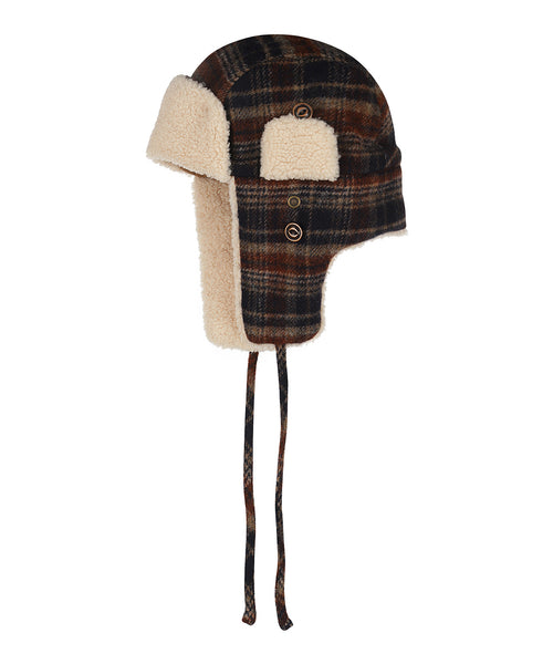 Bomber Cap Wool check | Blue
