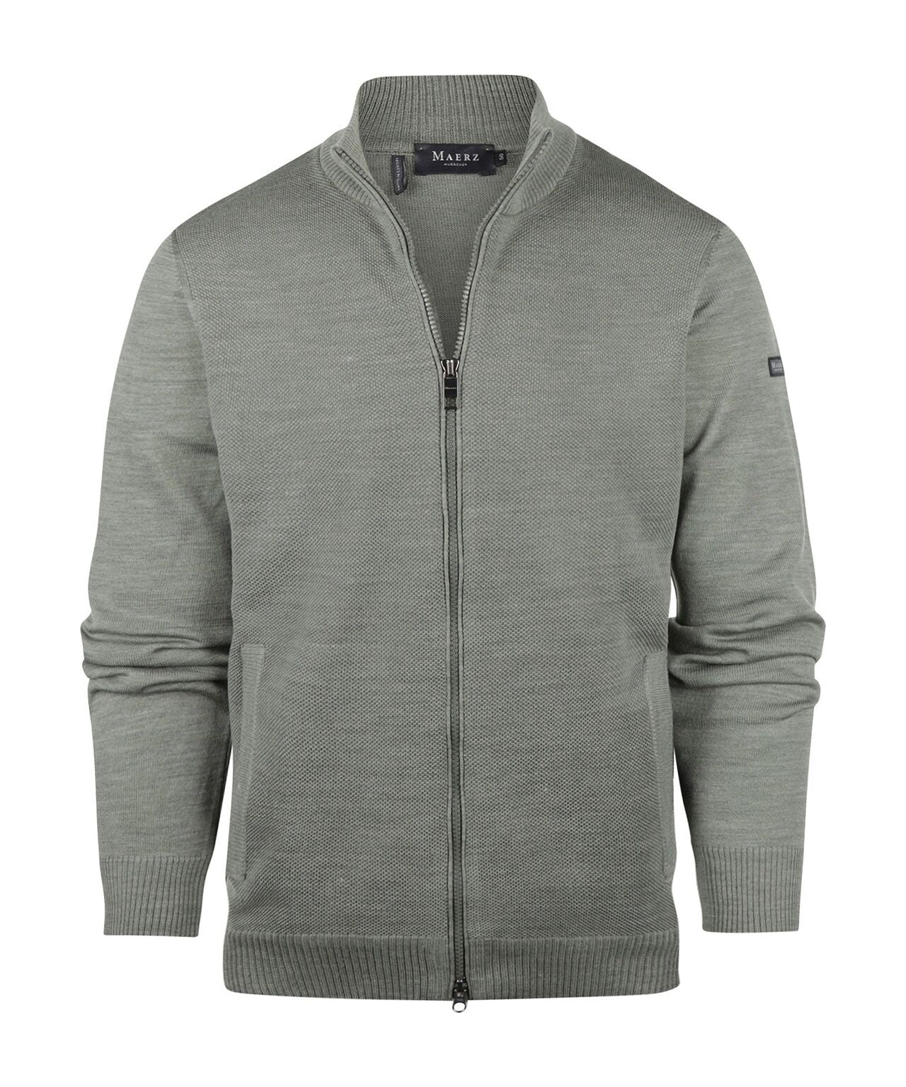 Maerz Sportlicher Zipper Cardigan Merino | Grün