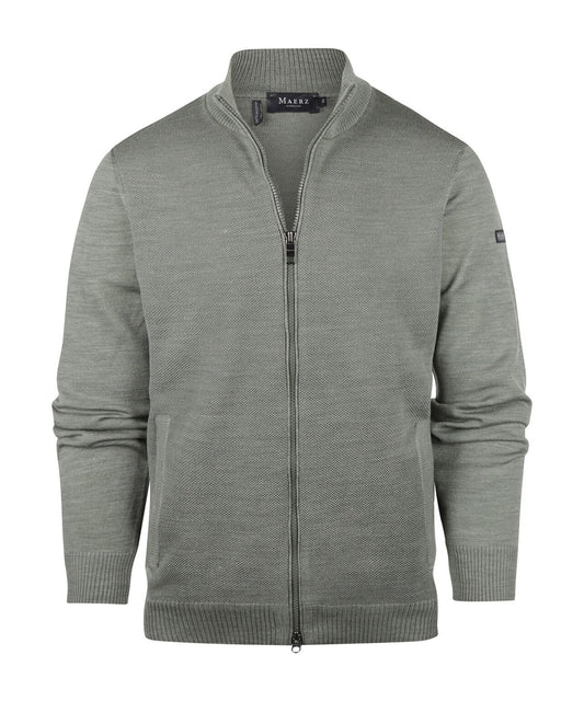 Maerz Sportlicher Zipper Cardigan Merino | Grün