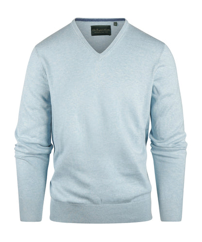 V-Ausschnitt-Pullover aus Baumwolle/Kaschmir | Blau