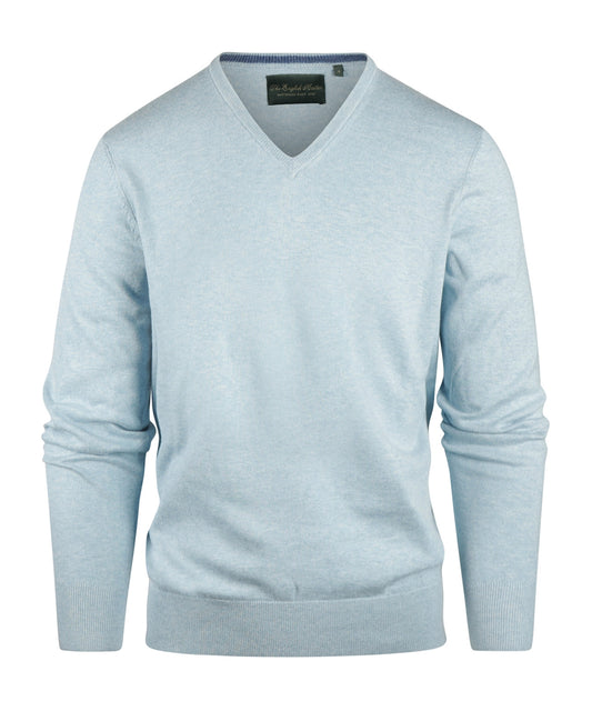 V-Ausschnitt-Pullover aus Baumwolle/Kaschmir | Blau