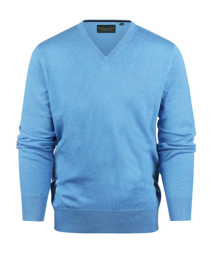 Cotton/Cashmere V-Hals Pullover | Ijs Blauw