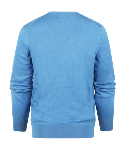 Cotton/Cashmere V-Hals Pullover | Ijs Blauw