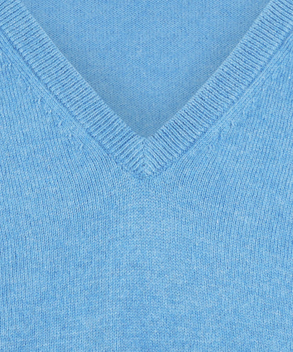 Cotton/Cashmere V-Hals Pullover | Ijs Blauw