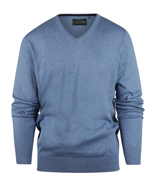 V-Ausschnitt-Pullover aus Baumwolle/Kaschmir | Blau