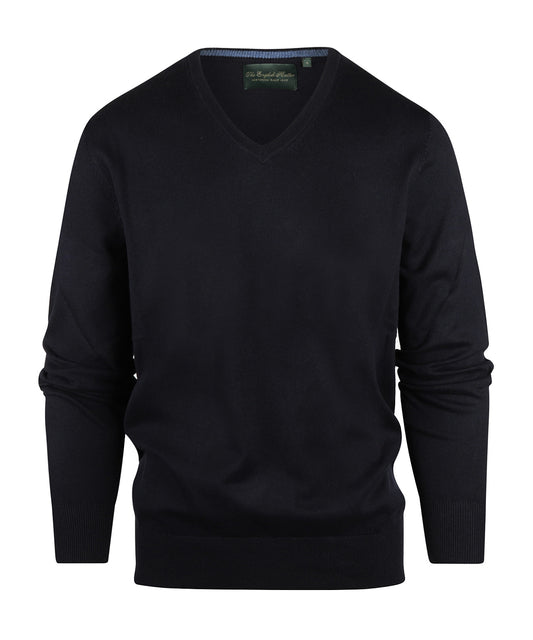 Pullover mit V-Ausschnitt, Baumwolle/Kaschmir | Marineblau