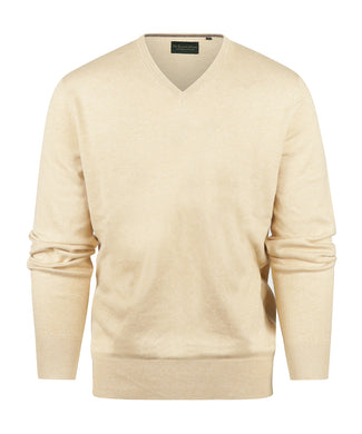 Pullover V-Neck Cotton/Cashmere | Beige