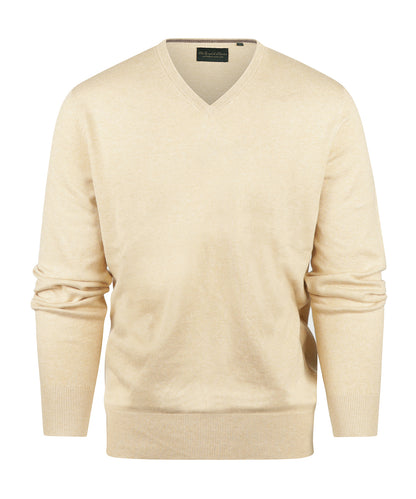 Pullover mit V-Ausschnitt, Baumwolle/Kaschmir | Beige