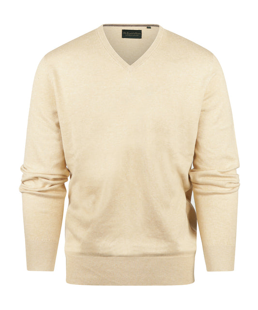 Pullover mit V-Ausschnitt, Baumwolle/Kaschmir | Beige