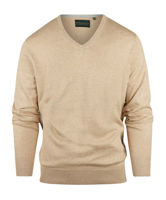 Pullover mit V-Ausschnitt, Baumwolle/Kaschmir | Braun