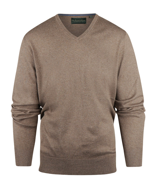 Pullover mit V-Ausschnitt, Baumwolle/Kaschmir | Braun