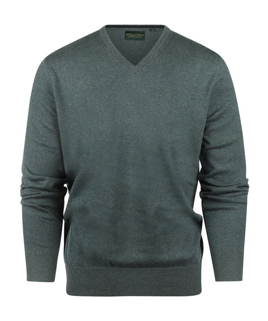 V-Ausschnitt-Pullover aus Baumwolle/Kaschmir | Grün