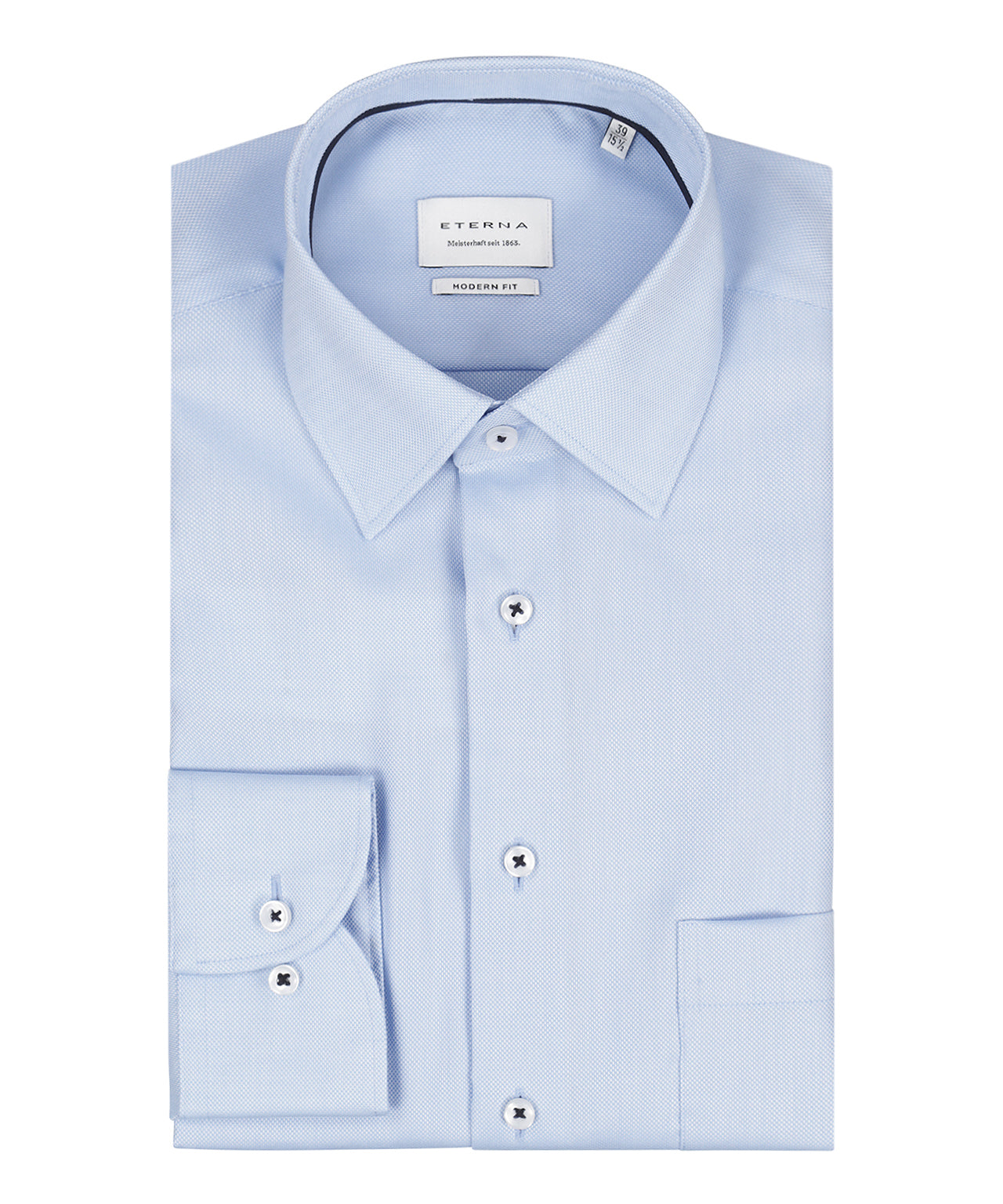 Shirt Normaal boord | Lichtblauw/Wit micro textuur