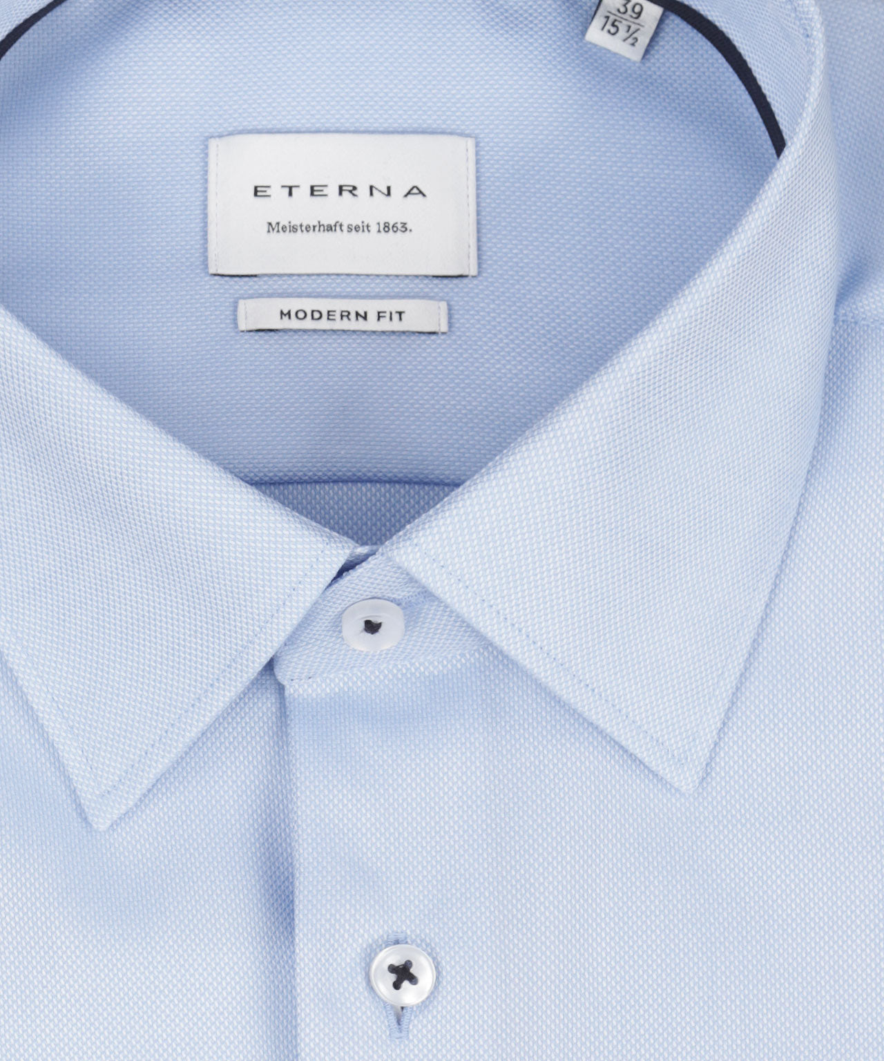 Shirt Normaal boord | Lichtblauw/Wit micro textuur