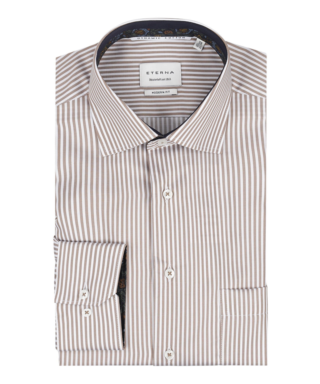 Shirt Normaal boord | Bruin/Wit streep