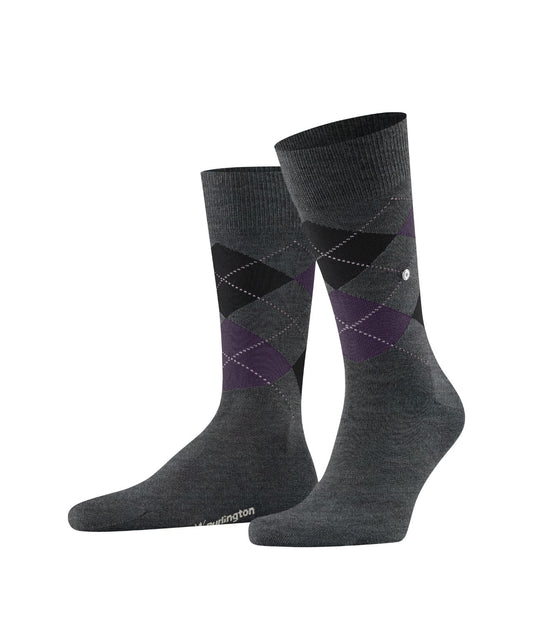 Edinburgh Socke | Asphalt Melange Rautenmuster