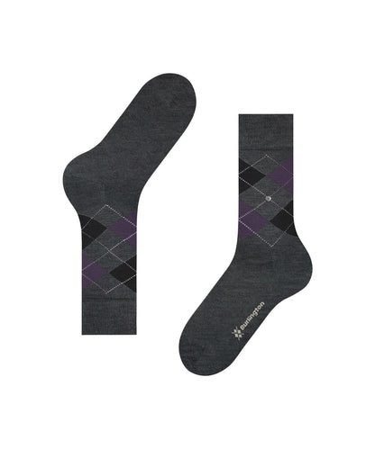 Edinburgh Sok | Asphalt Melange diamond check