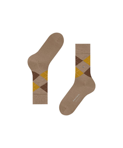 Edinburgh Sok | Sand/Brown/Yellow diamond check