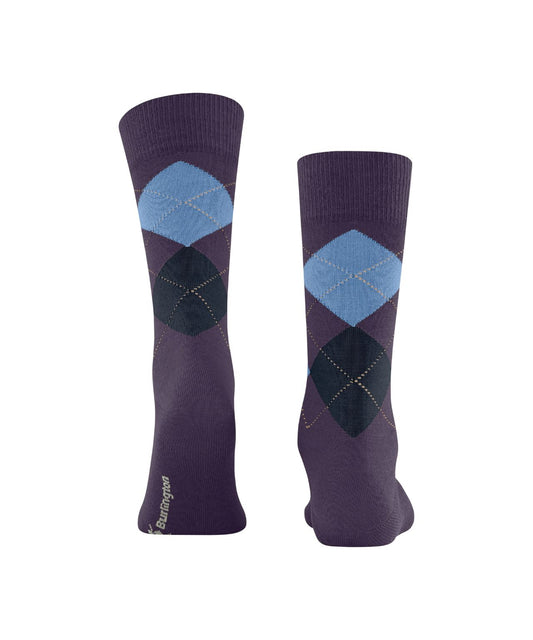 Edinburgh Socke | Aubergine Rautenmuster