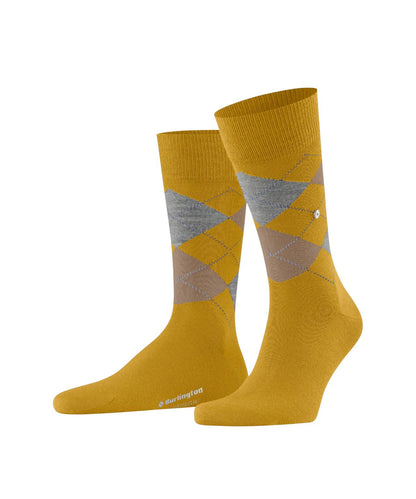 Edinburgh Sok | Ocre/Grey/Sand diamond check
