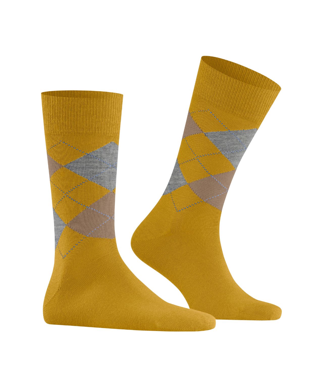 Edinburgh Sok | Ocre/Grey/Sand diamond check