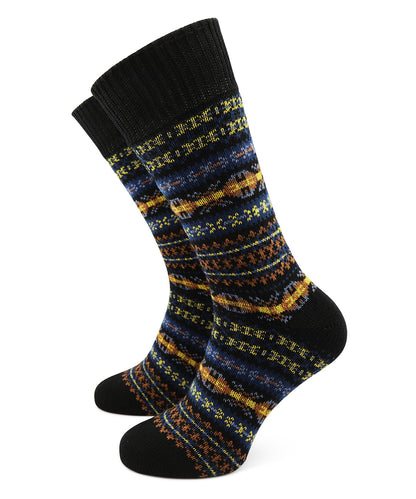 Fairisle-Socken, schwer, schwarz