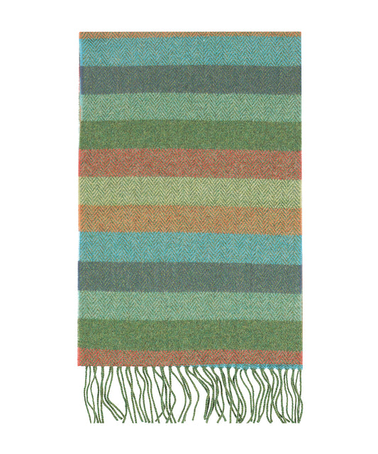 Lambswool Scarf | Green Orange Blue Block
