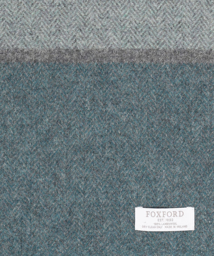 Lamswollen Sjaal | Mosgroen Denim Rood blok