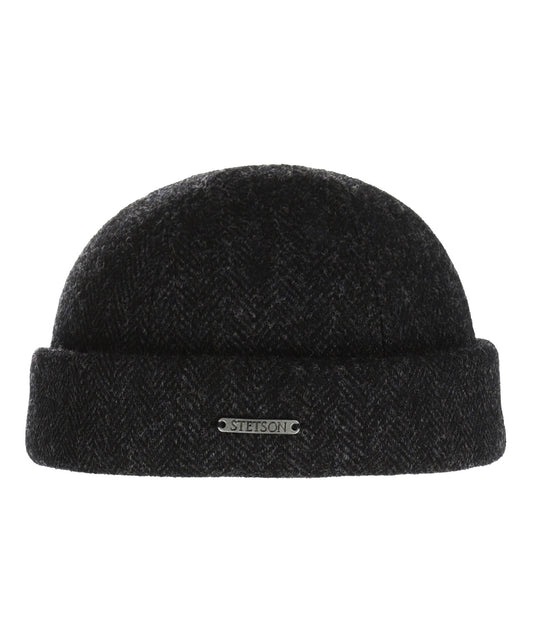 Stetson Docker Woll-Fischgrätmuster | Schwarz