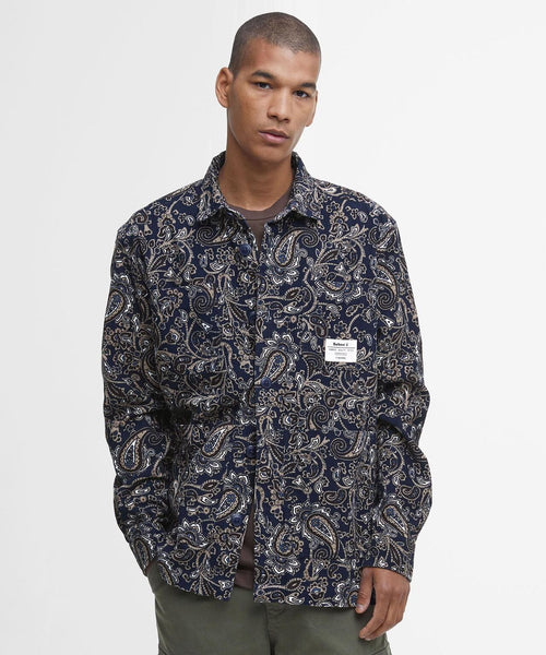 Barbour Brignall Printed Corduroy Overshirt | Navy Blauw